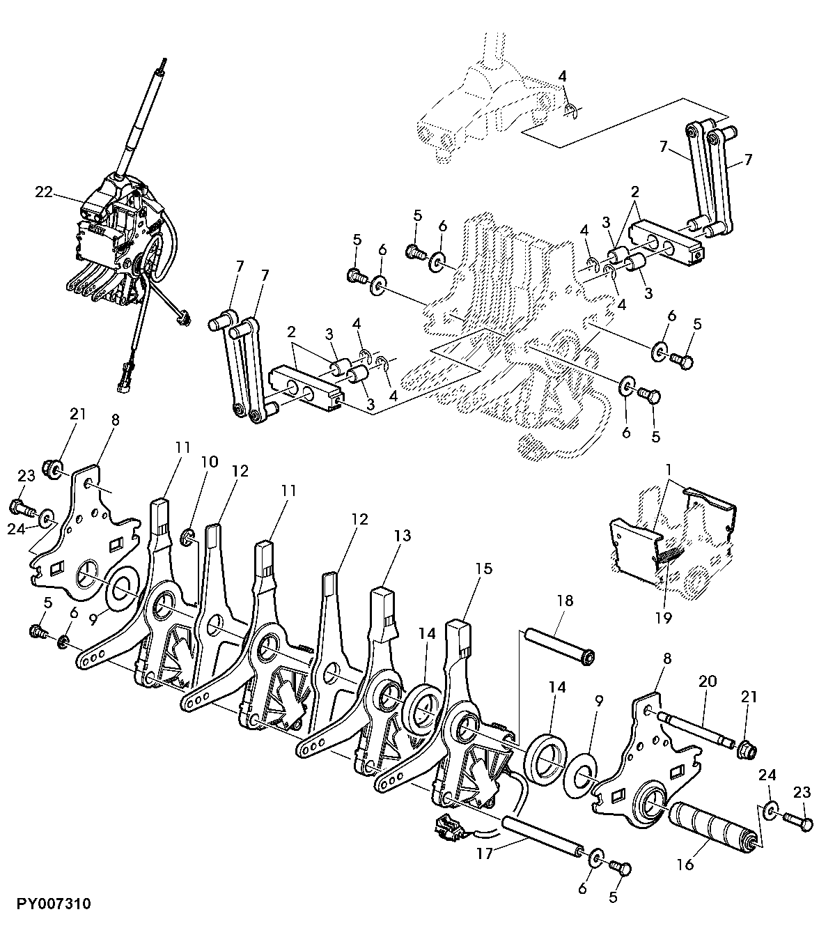 RANGE SHIFT COMPONENTS, 24-SPEED (POWRQUAD PLUS OR AUTOQUAD PLUS)