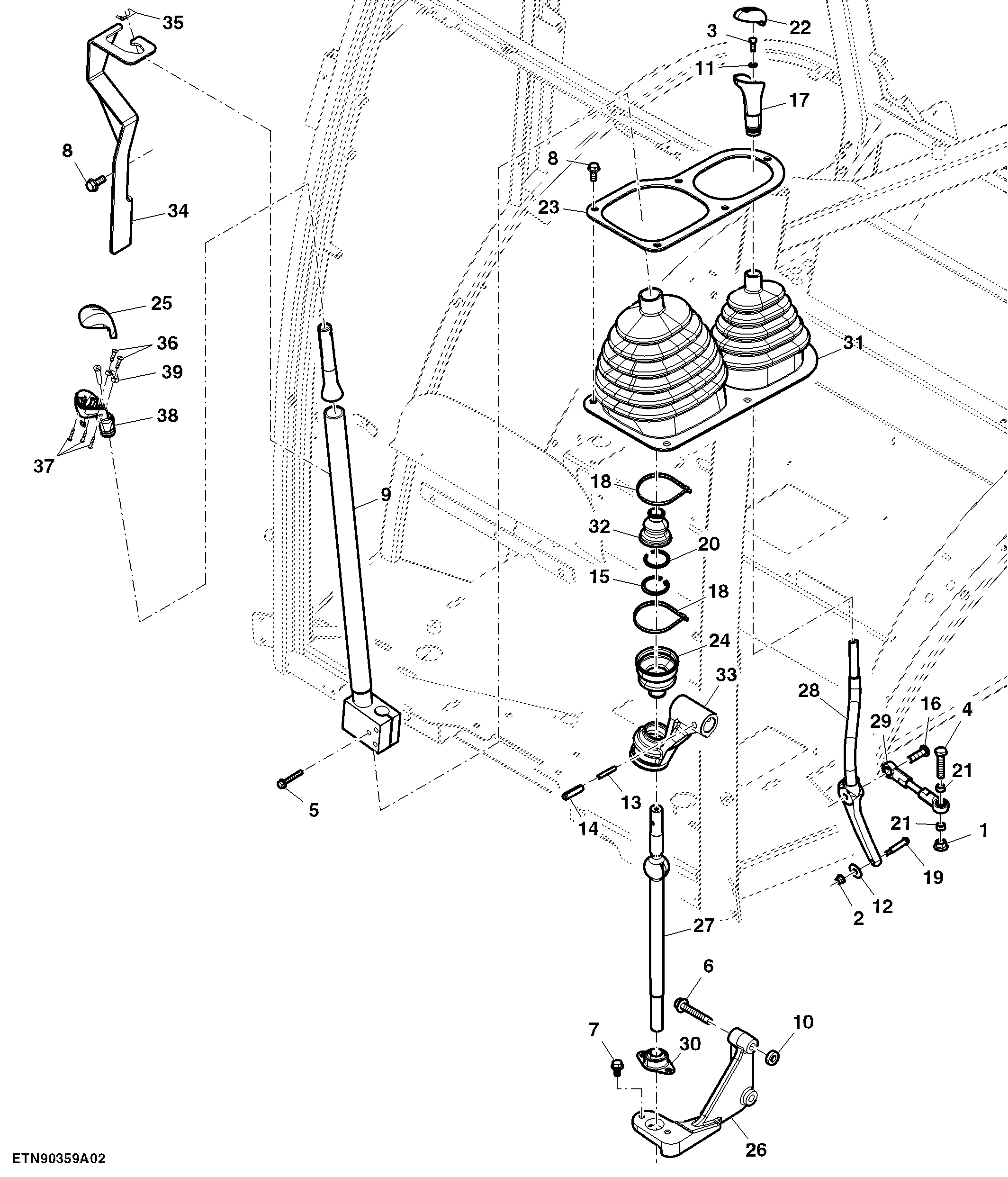 Gearshift Lever, Range and Speed, 2.5 m, Cab