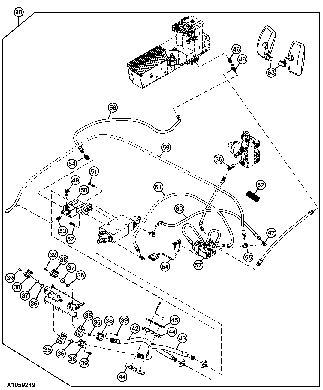 Front and Rear Auxiliary Hydraulic Control, Hoses and Fittings (009740 - )