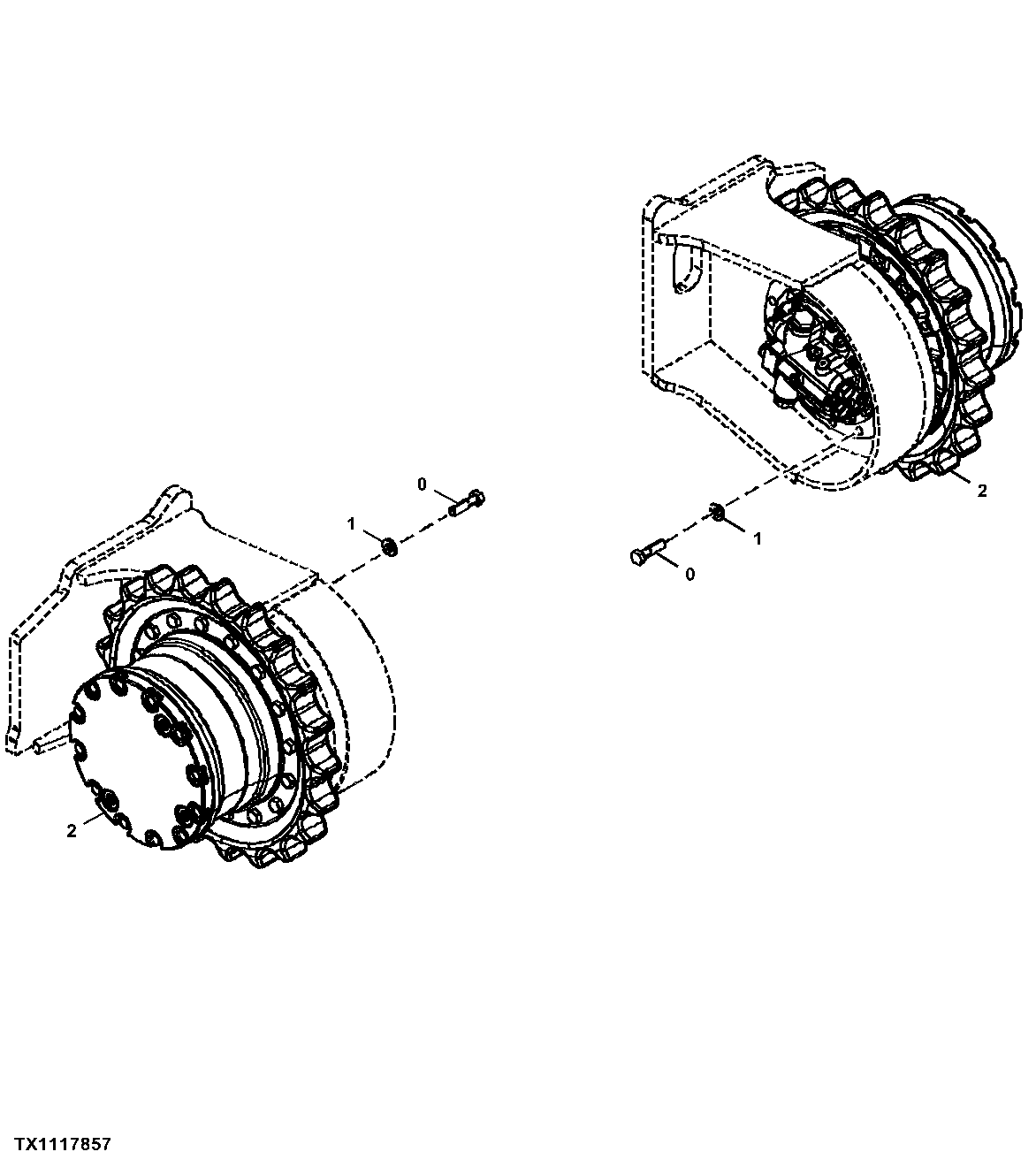 Travel Motor and Mounting Hardware