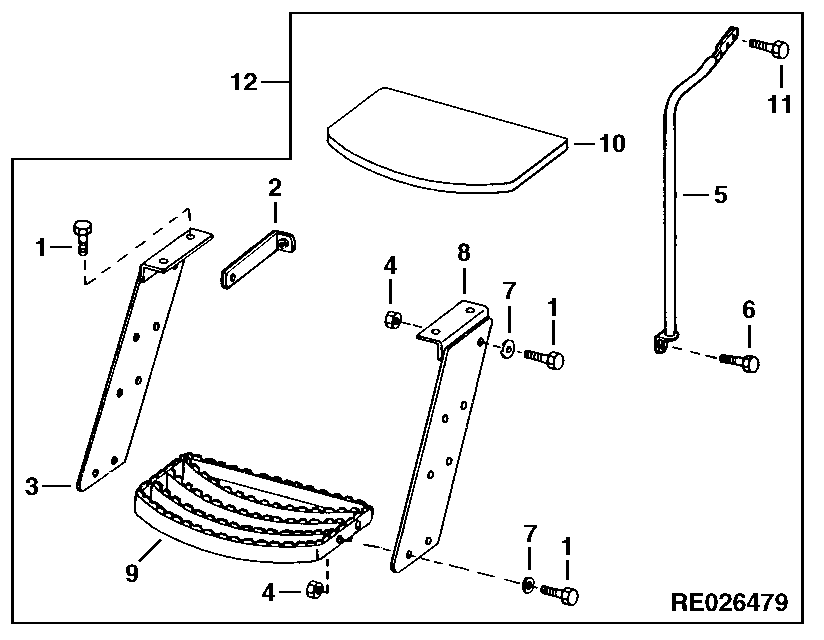 RIGHT-HAND STEPS WITH HANDRAIL (2-POST FOLDING ROPS)