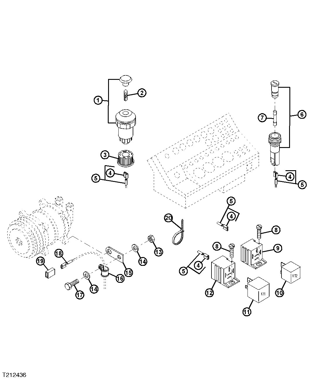 AIR CONDITIONING RELAYS, SWITCH, AND FUSE HOLDER