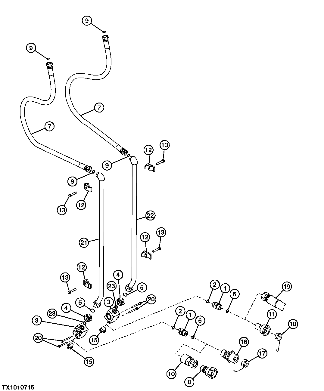 ARM AUXILIARY HOSES AND LINES (FACTORY INSTALLED)