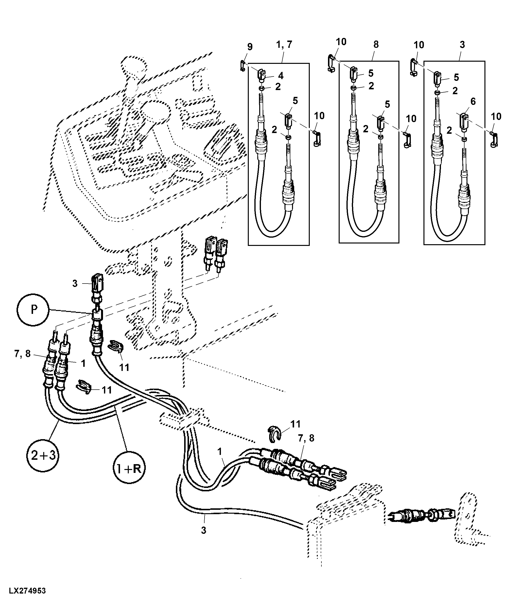 GEAR SHIFT BOWDEN CABLES AND PARKING LOCK (SYNCROPLUS)