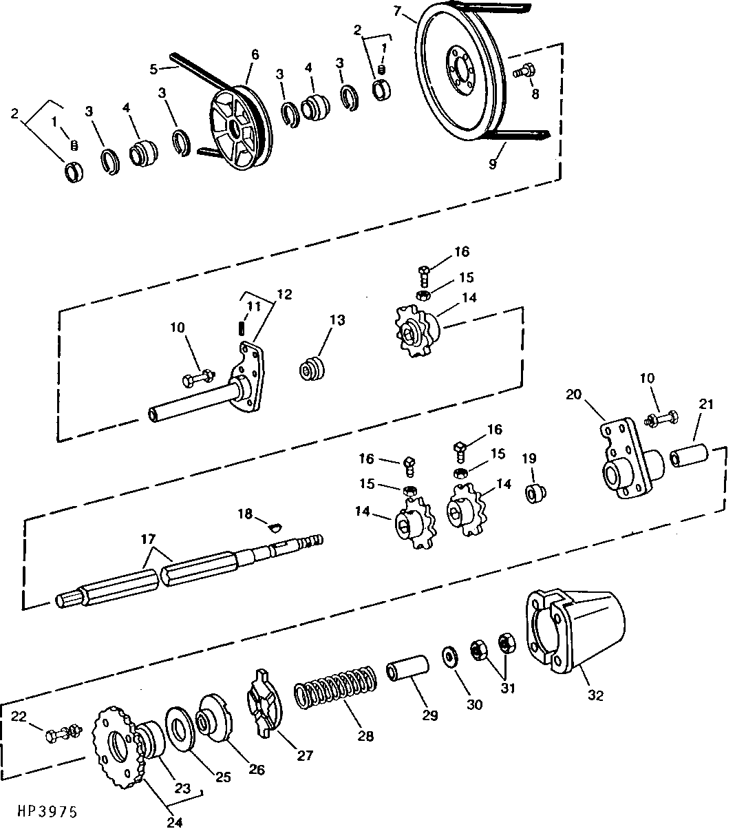 Upper Shaft and Sheave, Regular Fixed Drive W/O Reverser (615201 - )