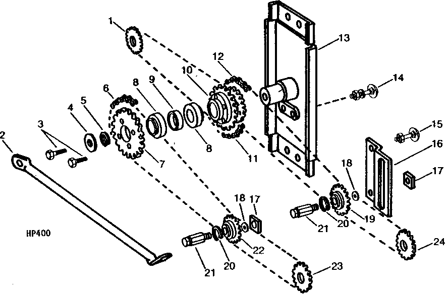 FEEDER HOUSE SPROCKETS AND TIGHTENERS (RIGHT-HAND) (SIDEHILL) (CONVEYOR TYPE)