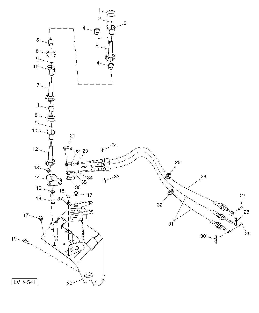 SCV LEVERS AND BRACKET (WITH CAB/ISOLATED OPEN OPERATOR STATION)