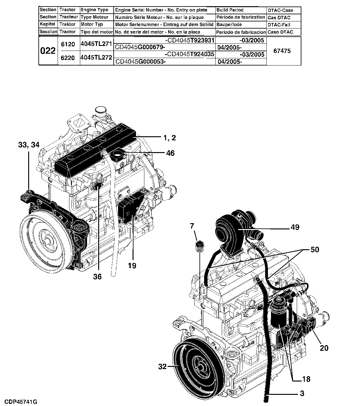 22 ENGINE, 6120 (4045TL271), 6220 (4045TL272)