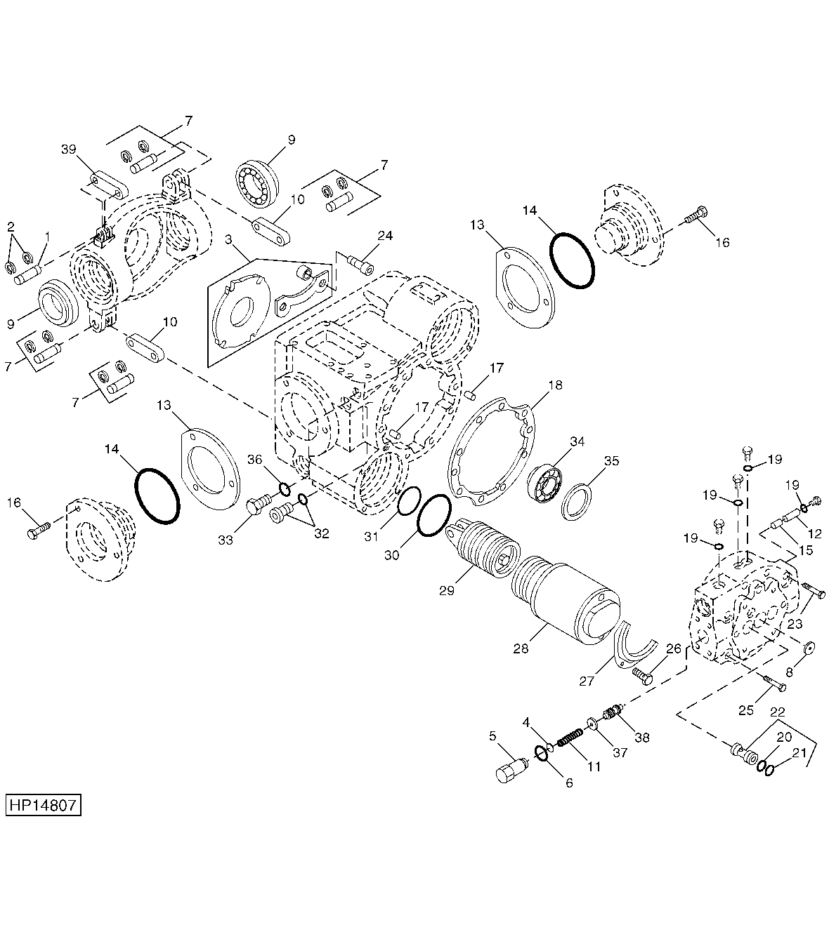 HYDROSTATIC DRIVE PUMP, HOUSING, SWASHPLATE, AND SERVO CYLINDERS