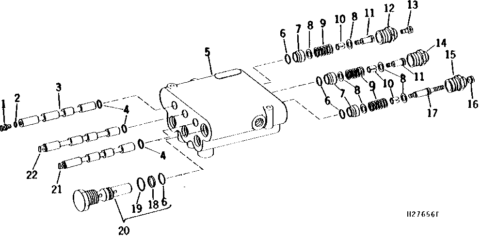 MAIN HYDRAULIC CONTROL VALVE SPOOLS AND RELIEF VALVE (BELT DRIVE)