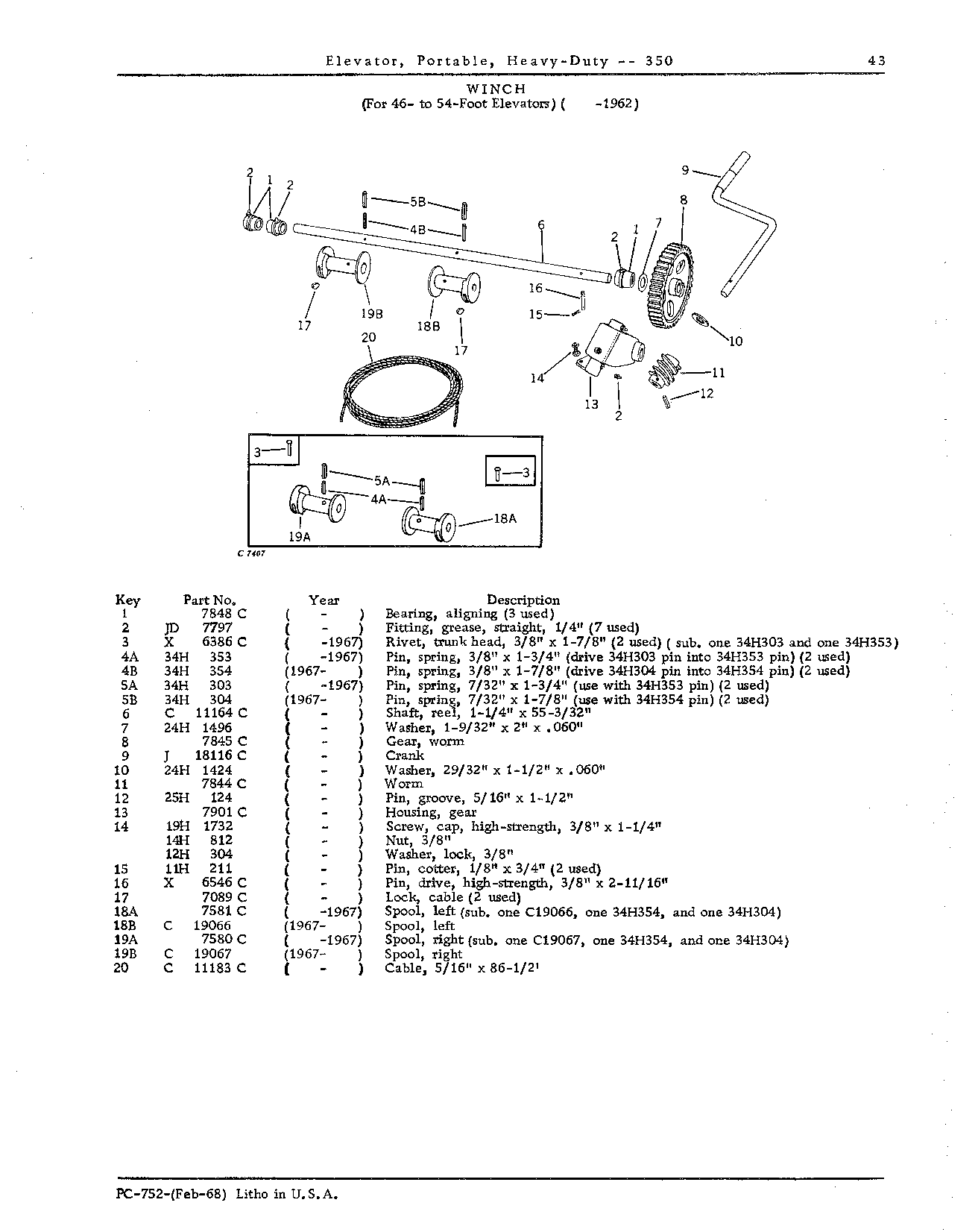 CABLES: For 46- to 54-foot Elevators ( -1963)