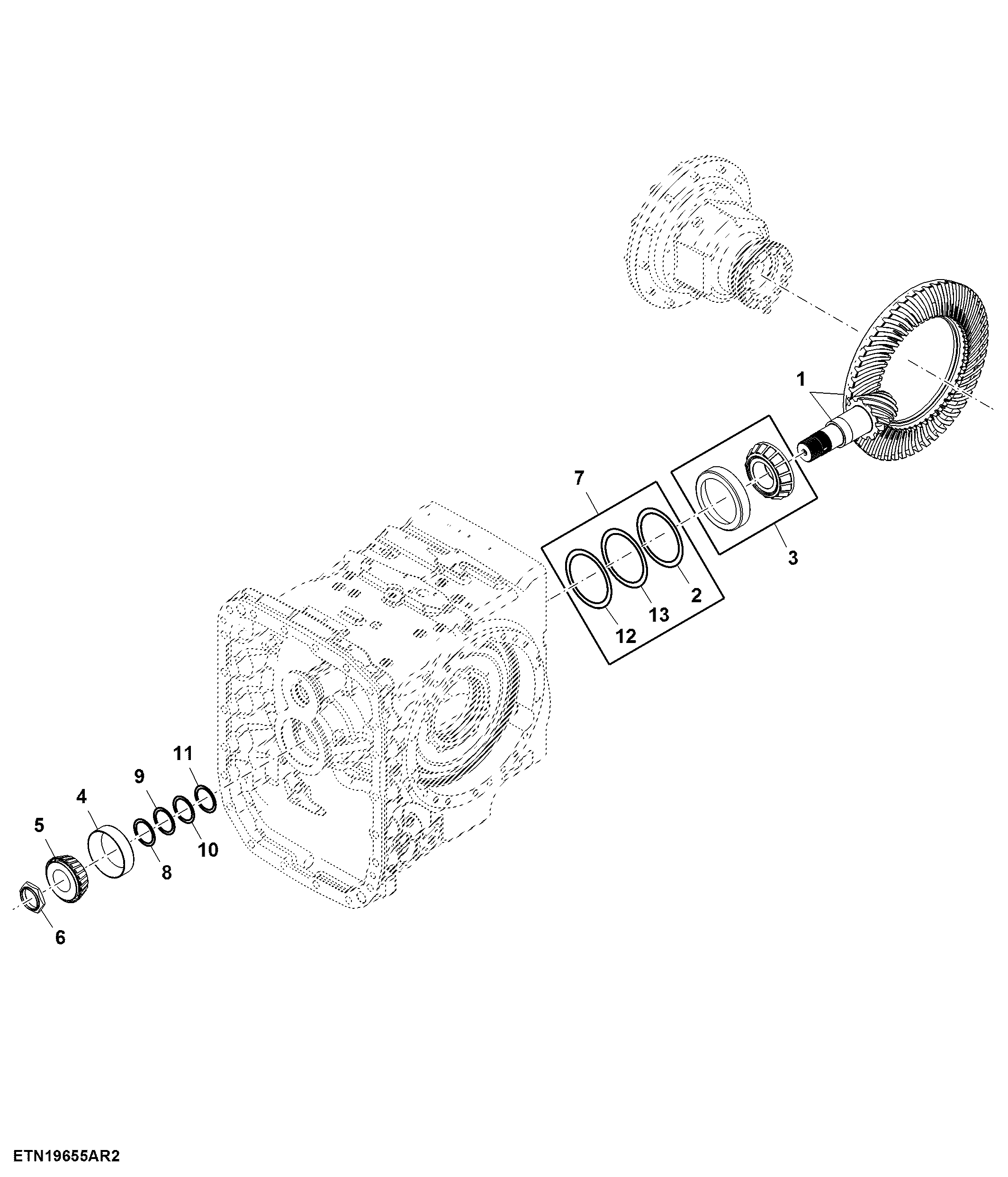 Rear Differential, Spiral Bevel Input, Ground, 472 mm