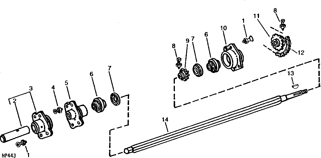 FEEDER HOUSE UPPER SHAFT AND SPROCKET (SIDEHILL) (CONVEYOR TYPE)