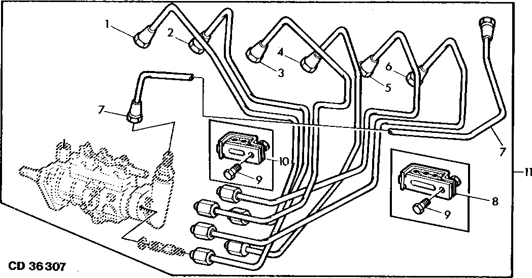 FUEL LINES FOR FUEL INJECTION PUMP (AXIAL OUTLETS) CONVERSION KIT