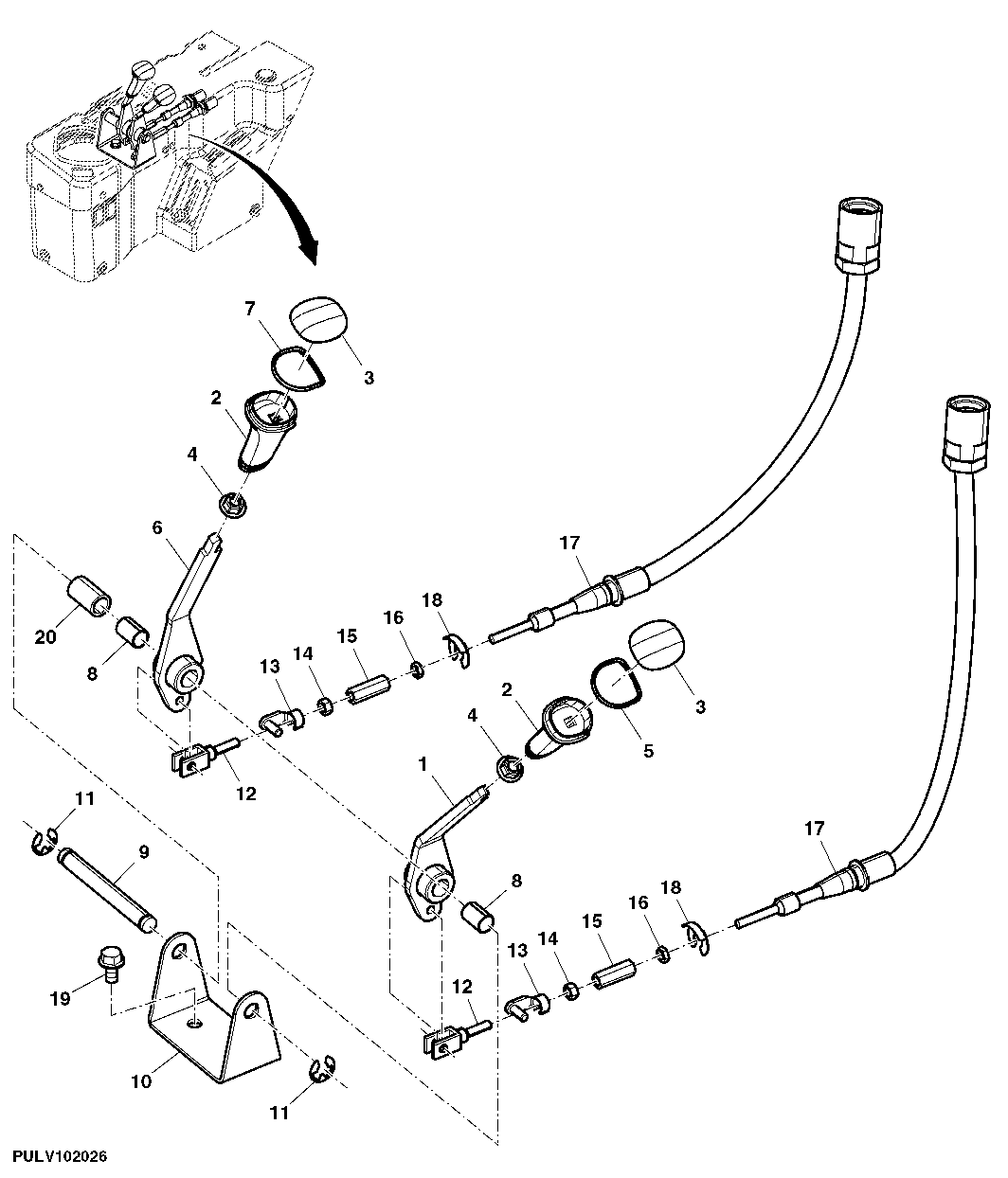 REAR SCV CONTROL LEVERS, (DUAL) (OPEN OPERATOR'S STATION, LOW PROFILE)