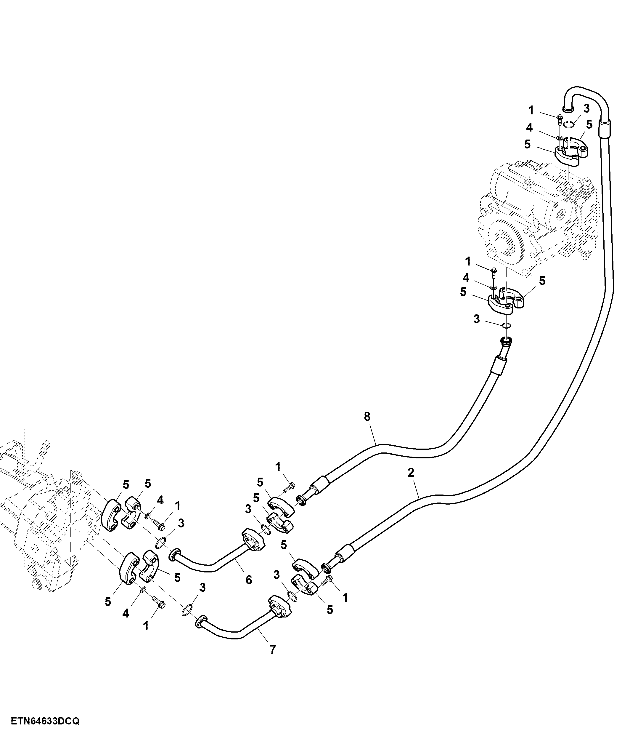 Hydrostatic Drive Hoses, Component, Closed Centre Hydraulic System, 2WD