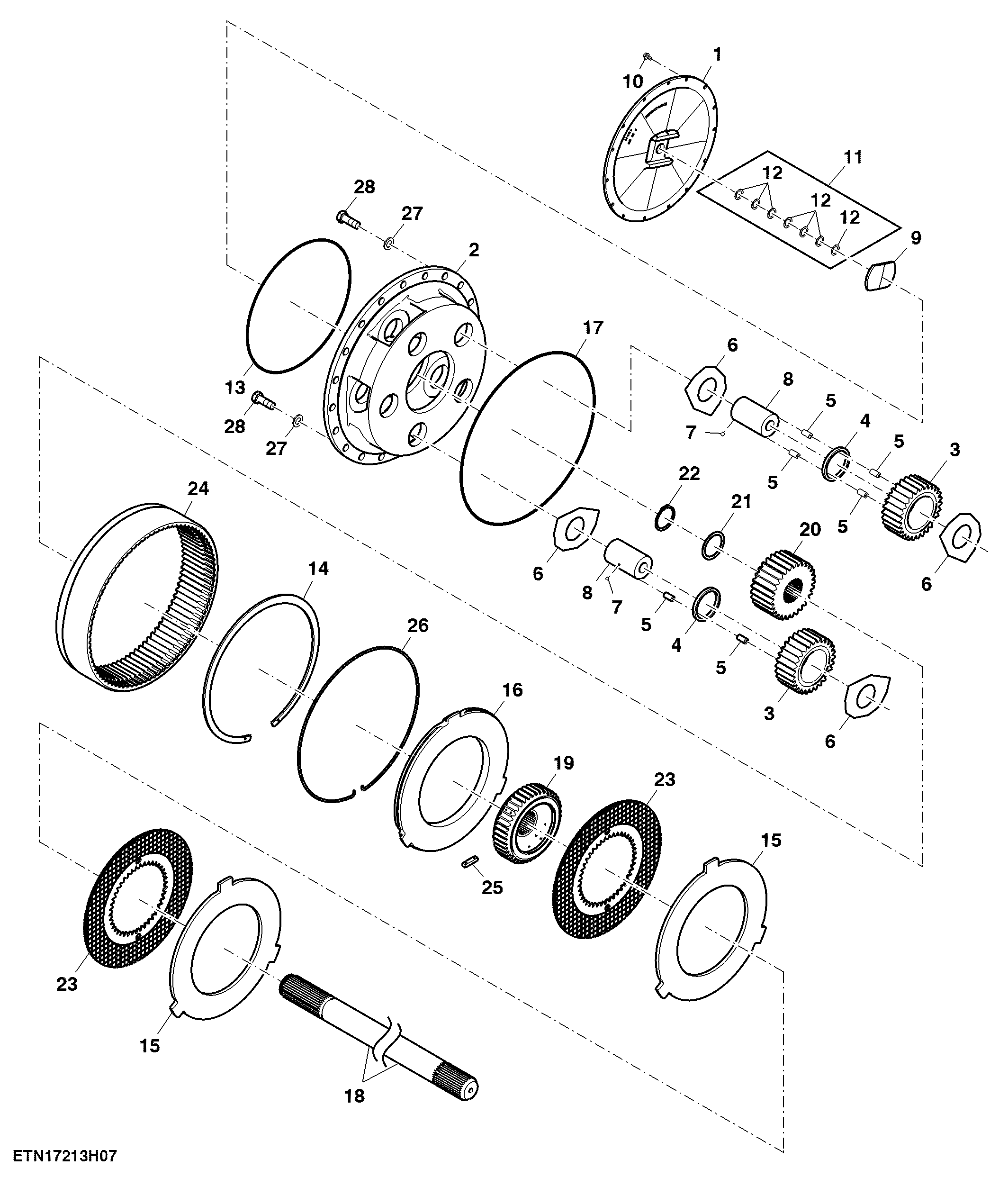 Planetary Gear Assembly, Final Drive, 100 cc Steering Pump