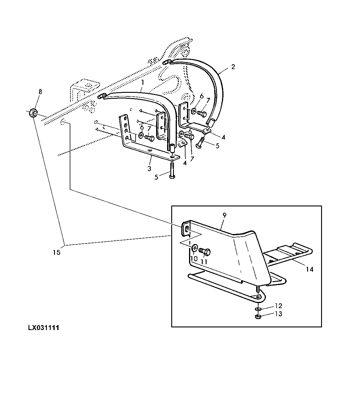BRACKETS AND BOTTOM GUARD, 30.6 GALLON FUEL TANK (2-POST ROLL GARD)