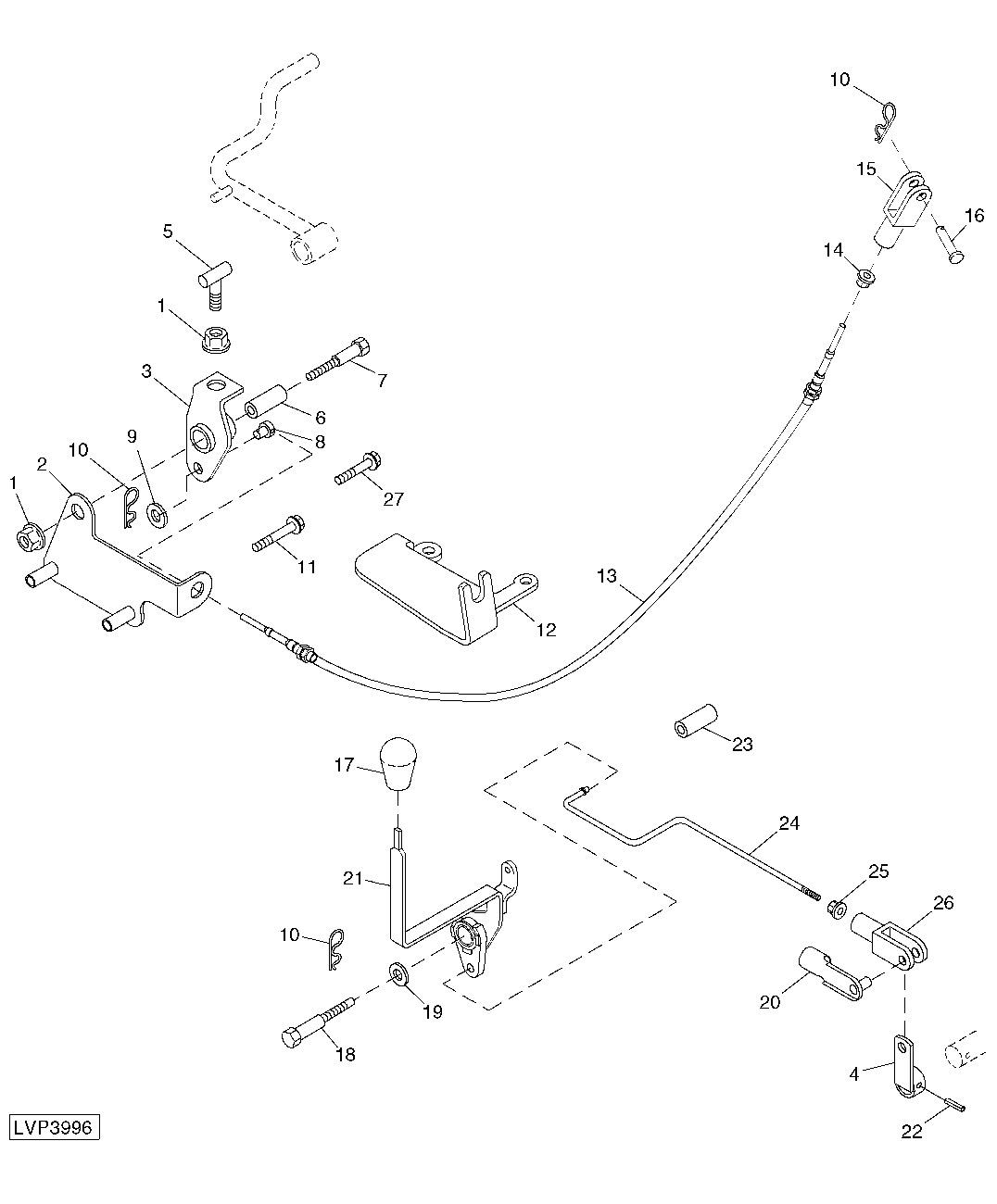 SHIFTABLE 540/540E PTO LEVER AND LINKAGE (STRADDLE MOUNT)