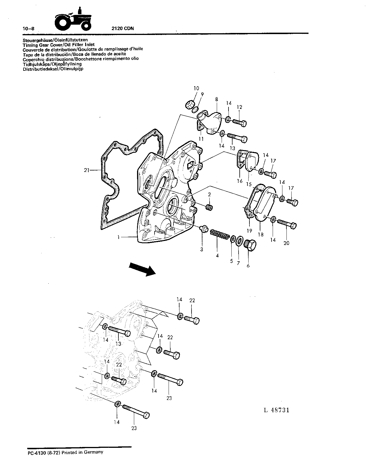 Timing Gear Cover / Oil Filter Inlet