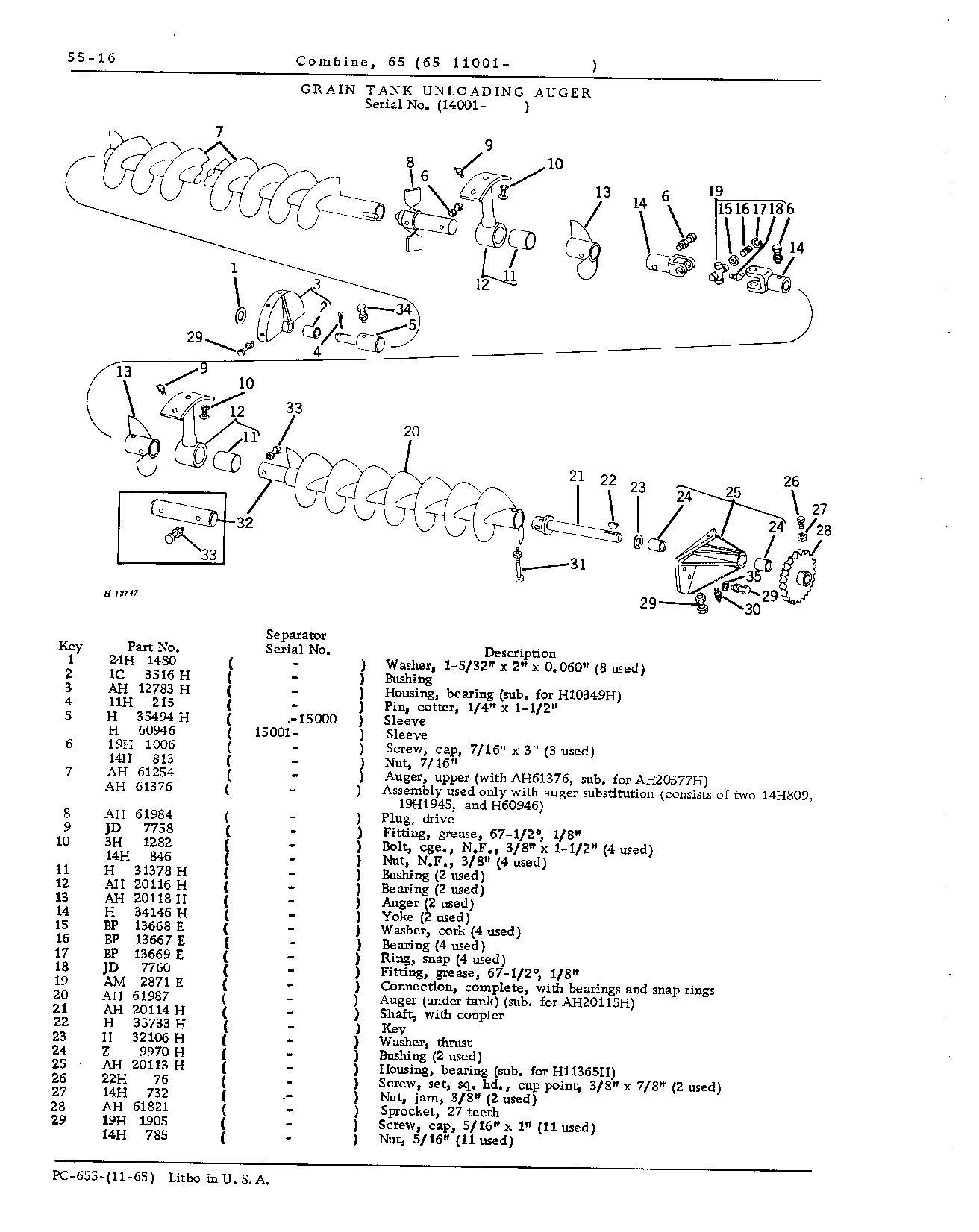 Grain Tank, Loading and Unloading Augers, and Ladder (Continued)