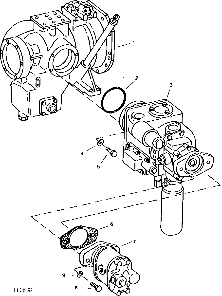 ENGINE GEARCASE - HYDROSTATIC DRIVE PUMP - MAIN HYDRAULIC PUMP CONNECTING HARDWARE