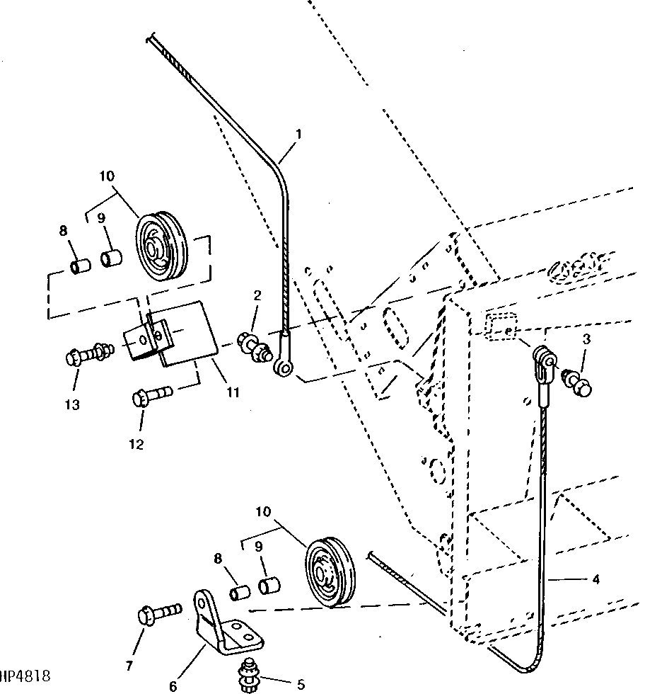 LEVELING CABLES, SHEAVES AND BRACKETS (SIDEHILL) (LOWER FRONT)