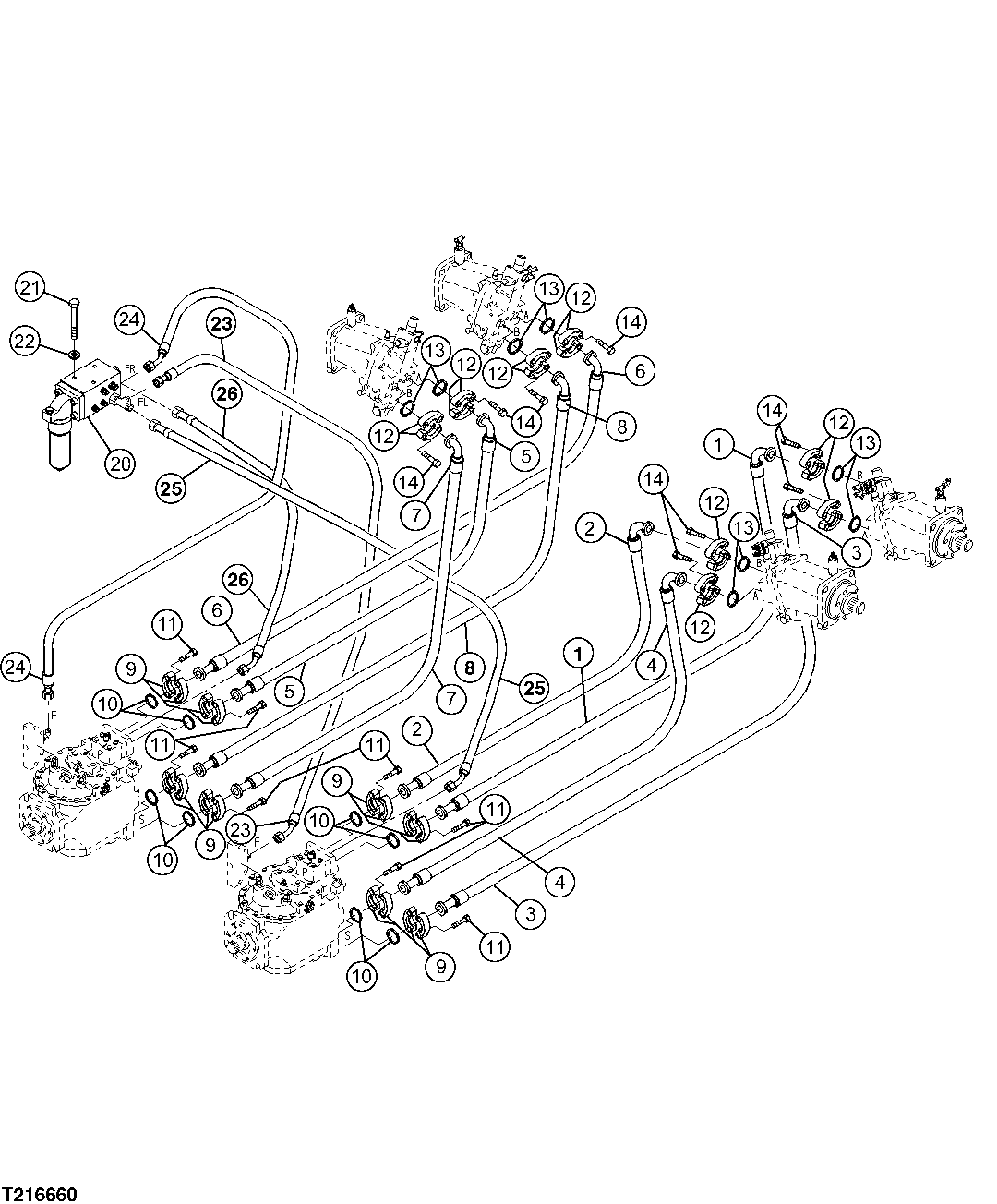 HYDROSTATIC HOSES (HYDROSTATIC PUMP TO HYDROSTATIC MOTORS) (SCRAPERS)