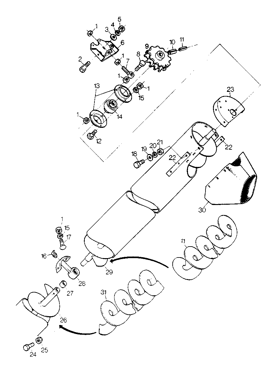 UNLOADING AUGER - EXTRALONG (SUPERIOR PORTION)