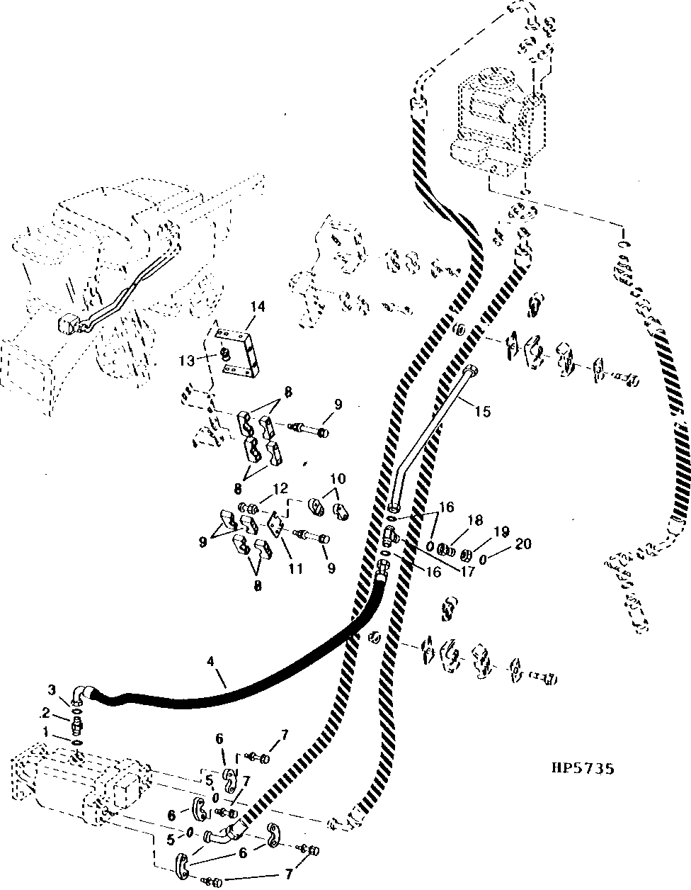 Hydrostatic Drive Lines And Hoses, Lower, Sidehill, 2WD (655201 - )