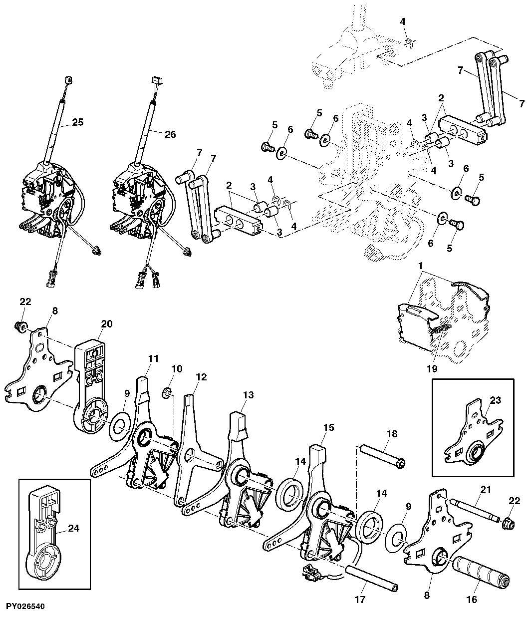 RANGE SHIFT COMPONENTS, 16-SPEED (POWRQUAD PLUS)