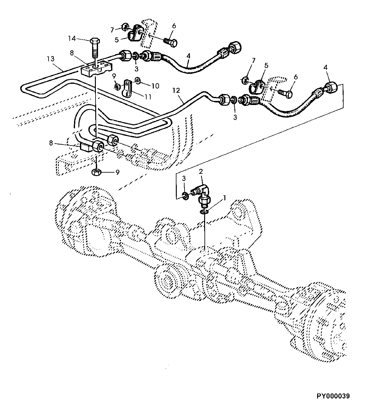 HYDROSTATIC STEERING, OIL LINES WITH FRONT WHEEL DRIVE