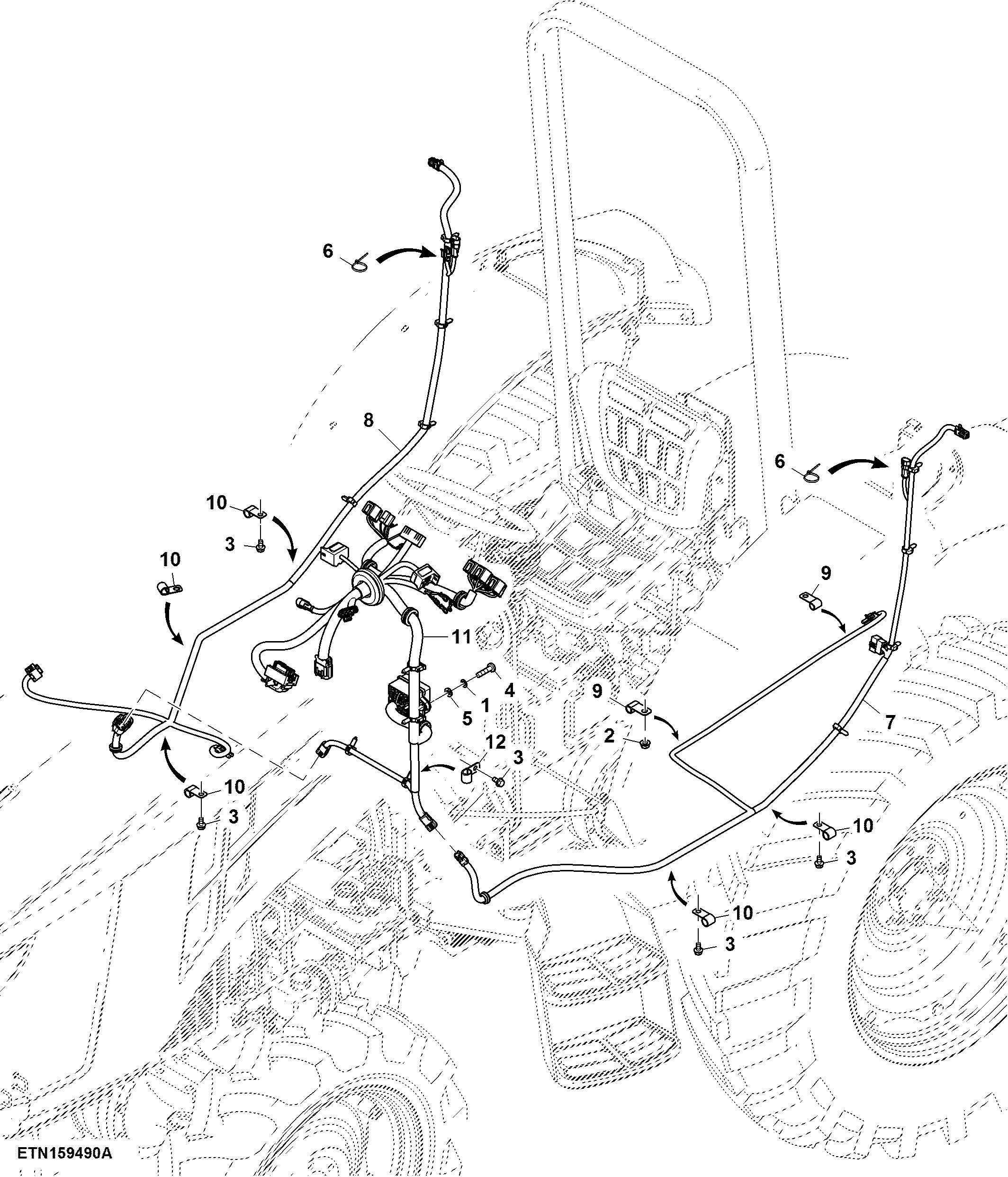 Rear Wiring Harness, W/O Mid Control Valve ( - 610015)