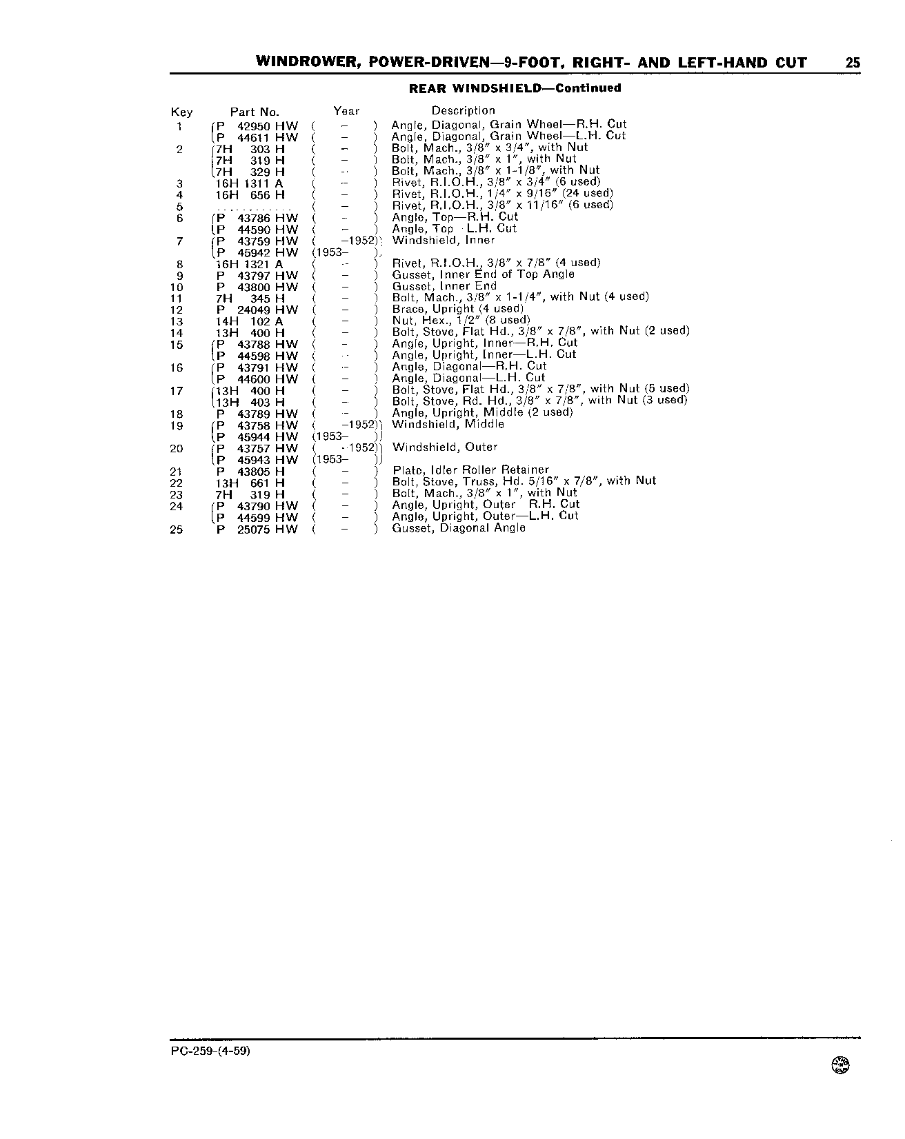 Windshield, Rear (Continued)