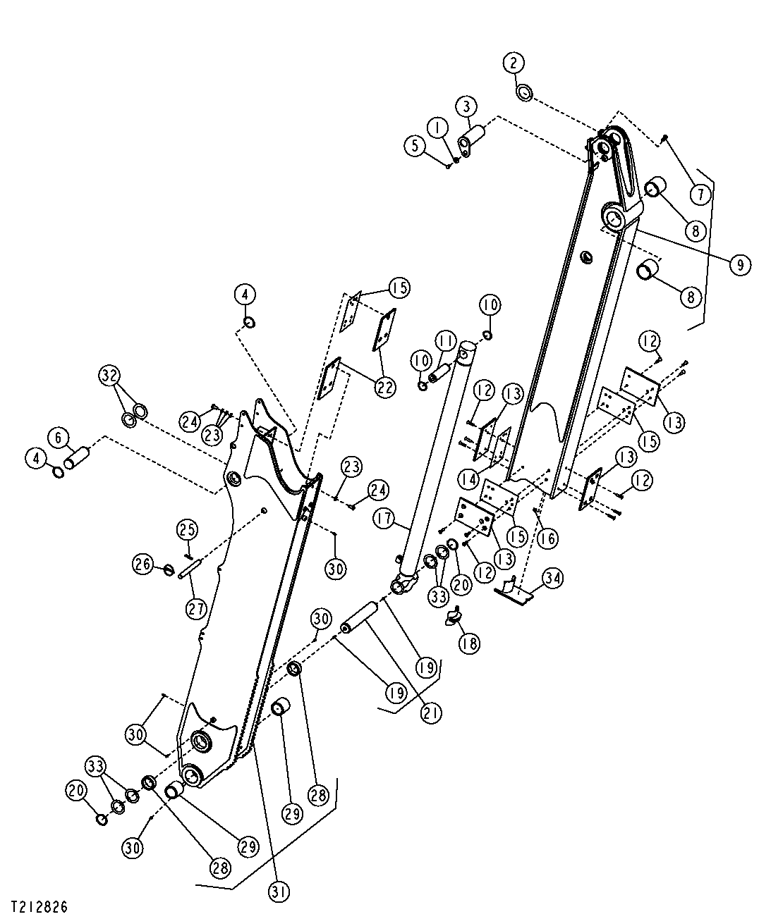 Extendable Arm, Hydraulic Cylinder and Pins