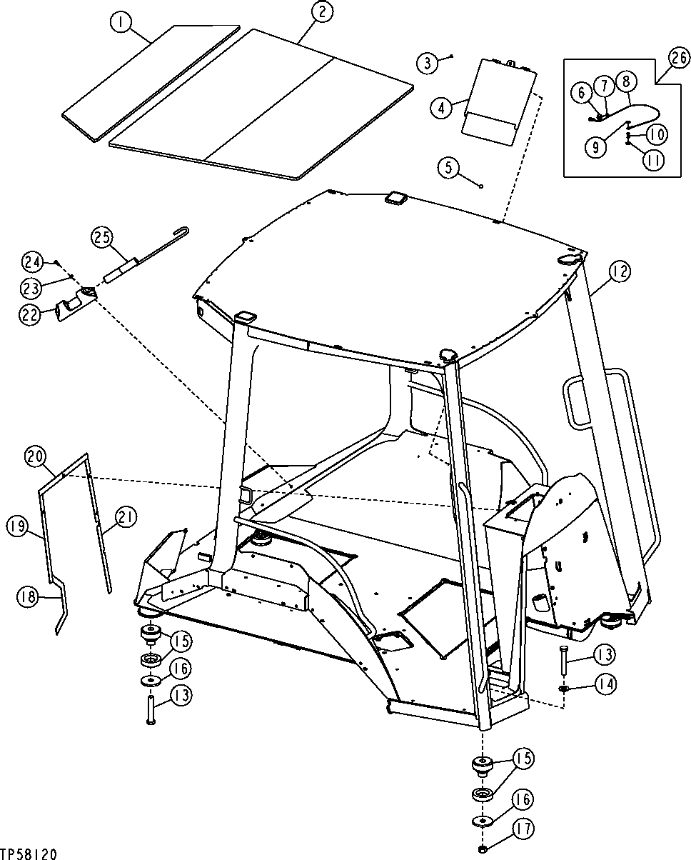 ROPS Canopy Headliner and Mounting Isolators