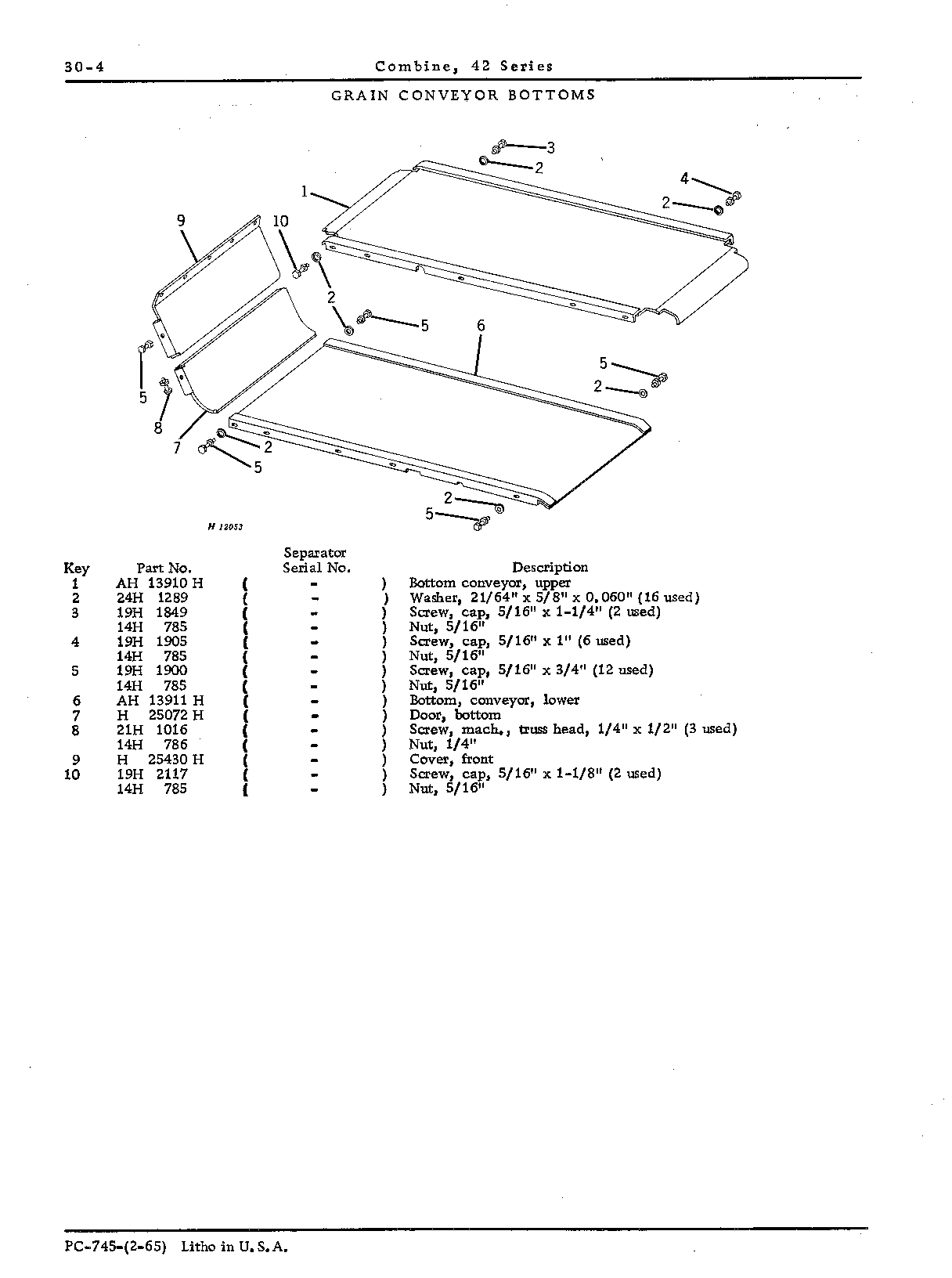 Bottoms, grain conveyor