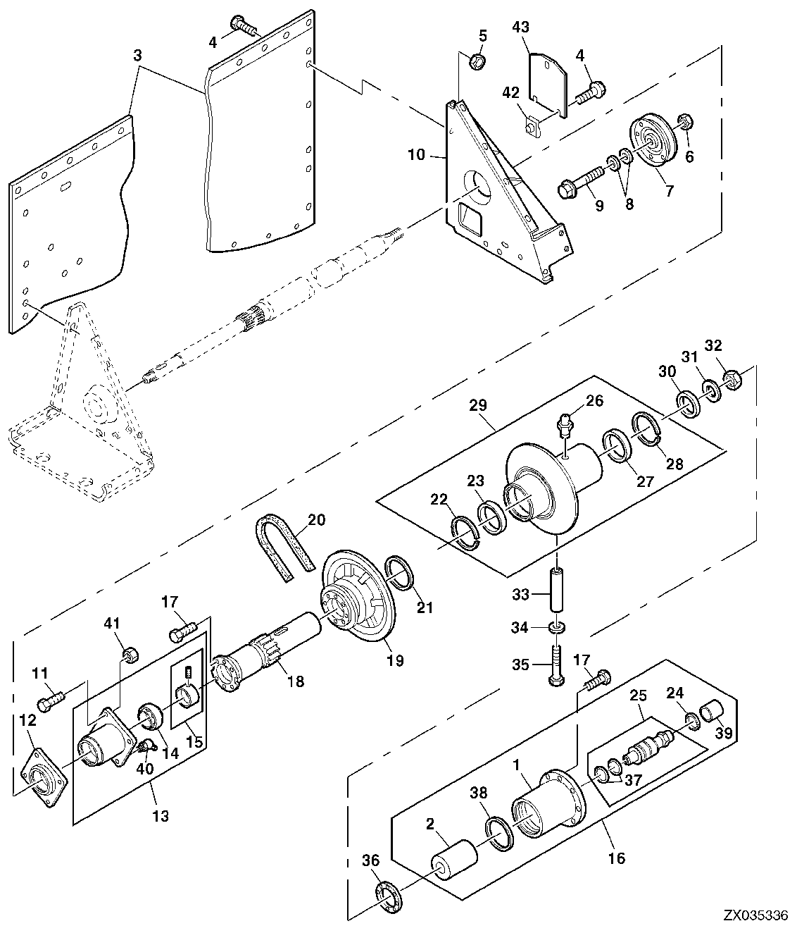 PRIMARY COUNTERSHAFT DRIVE SHAFT AND VARIABLE SHEAVE