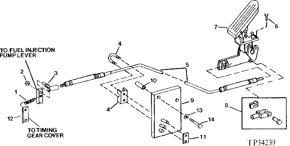 SPEED CONTROL CABLE, PEDAL AND MOUNTING BRACKET