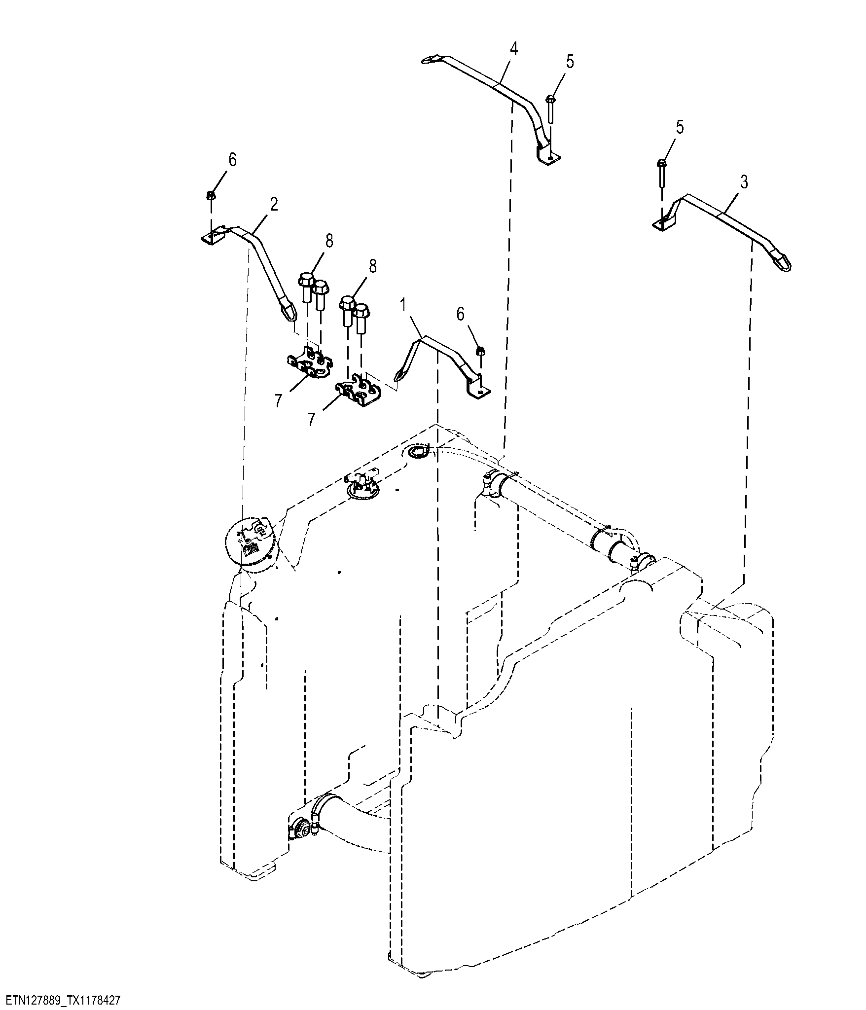 Fuel Tank Straps, Dual Function Arch Without Winch