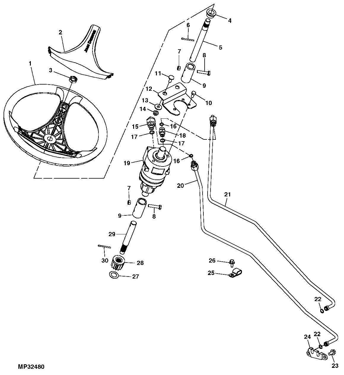 POWER STEERING CONTROL VALVE AND STEERING WHEEL