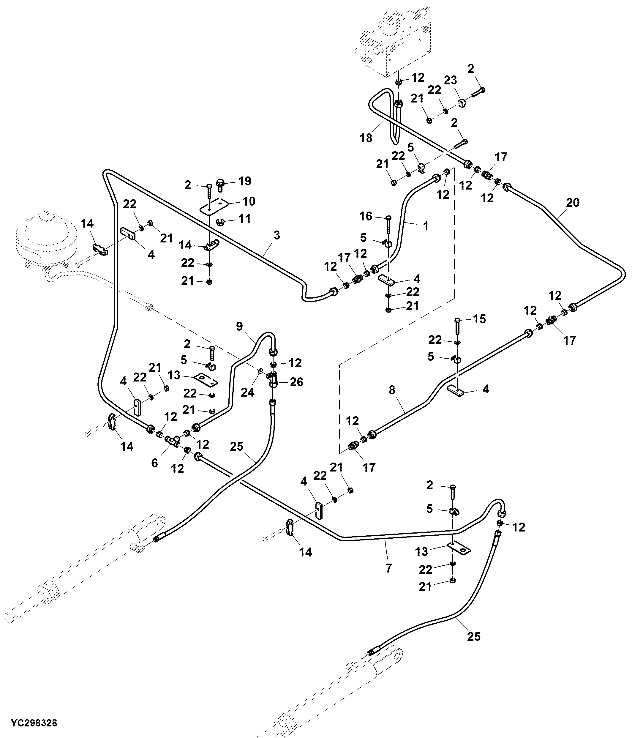 Hydraulic Lines, Cutting Platform Lifting Cylinder