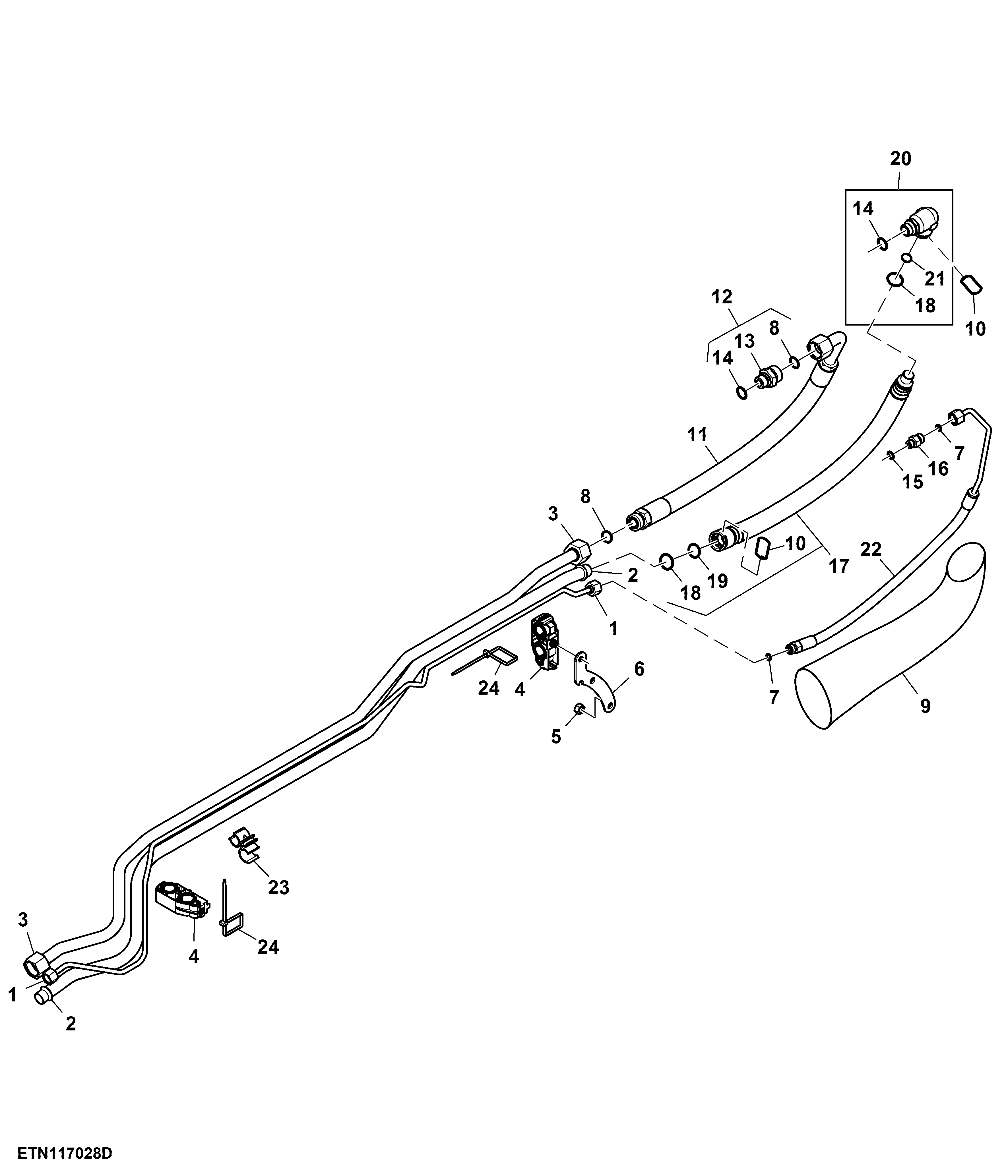 Oil Supply Lines, Midstack SCV, W/ PC-Hydraulics, W/ Power Beyond Position III
