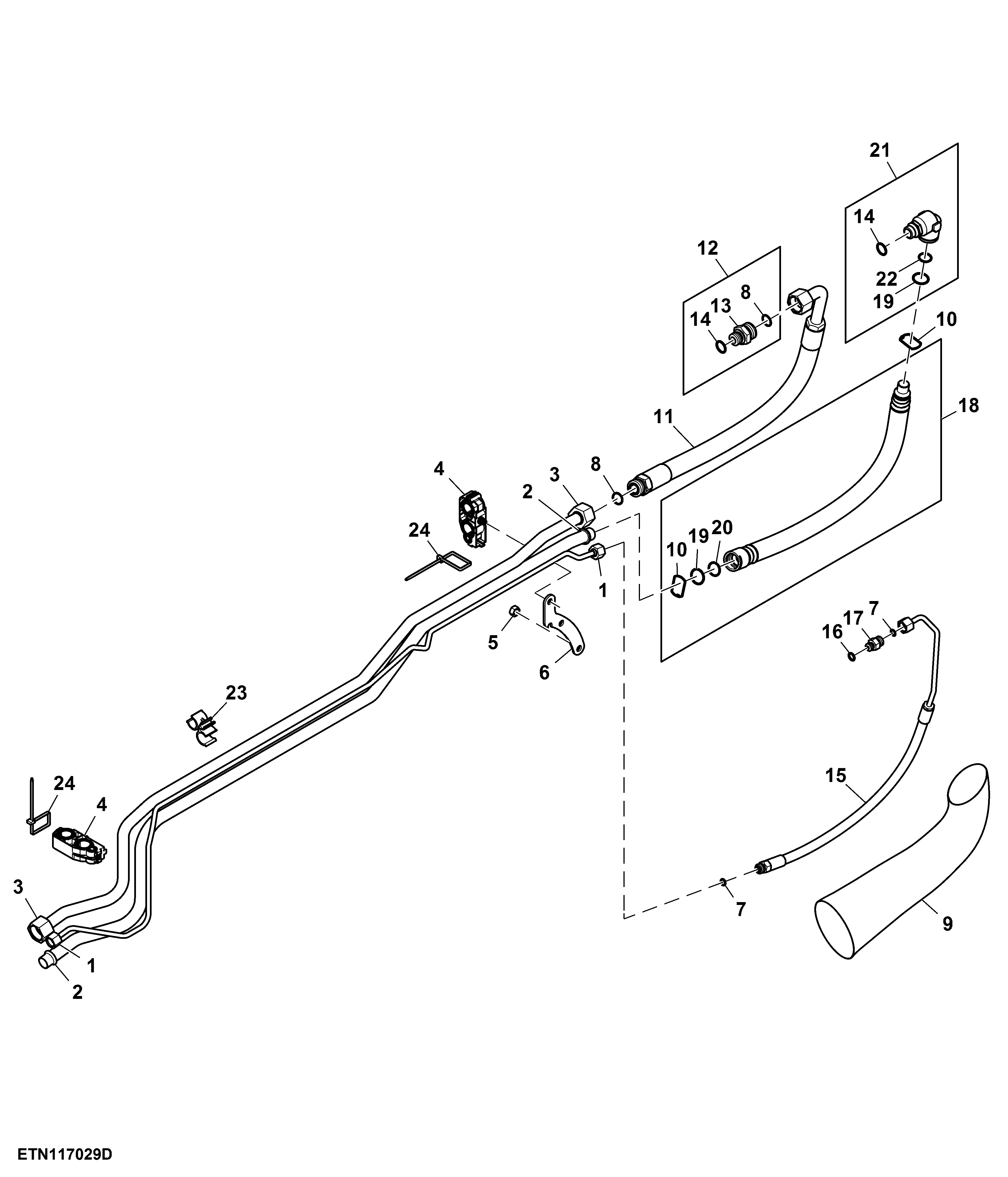 Oil Supply Lines, Midstack SCV, W/ PC-Hydraulics, W/ Power Beyond Position IV