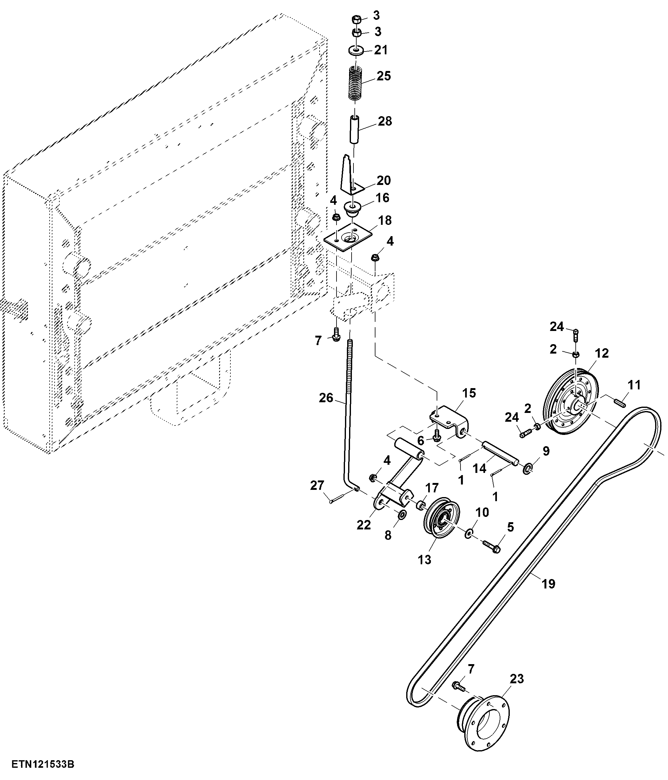 Cooling Package Air Screen Drive, Engine Side