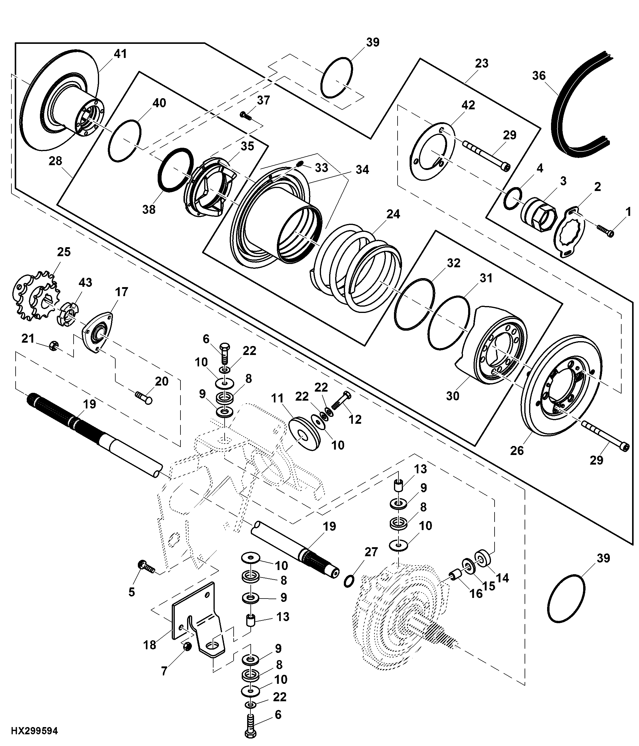 Front Drive Shaft, Sheave And Mountings (High Torque Variable Drive) (735101 - )