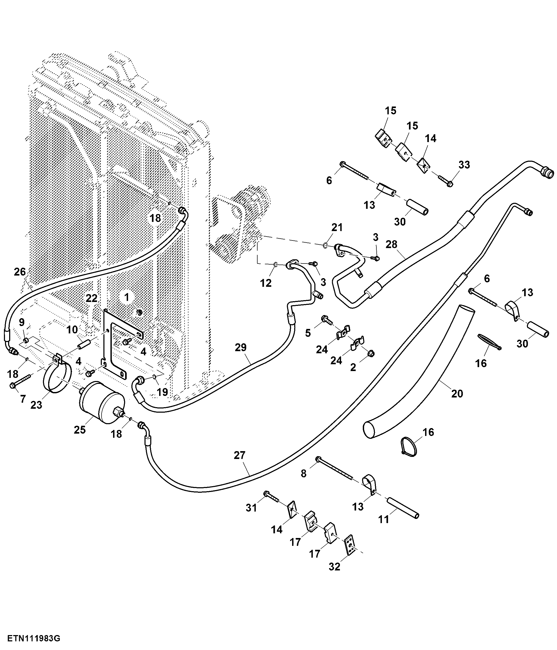 Air Conditioning Lines, Cab, 13.5 L Engine ( - 919000)