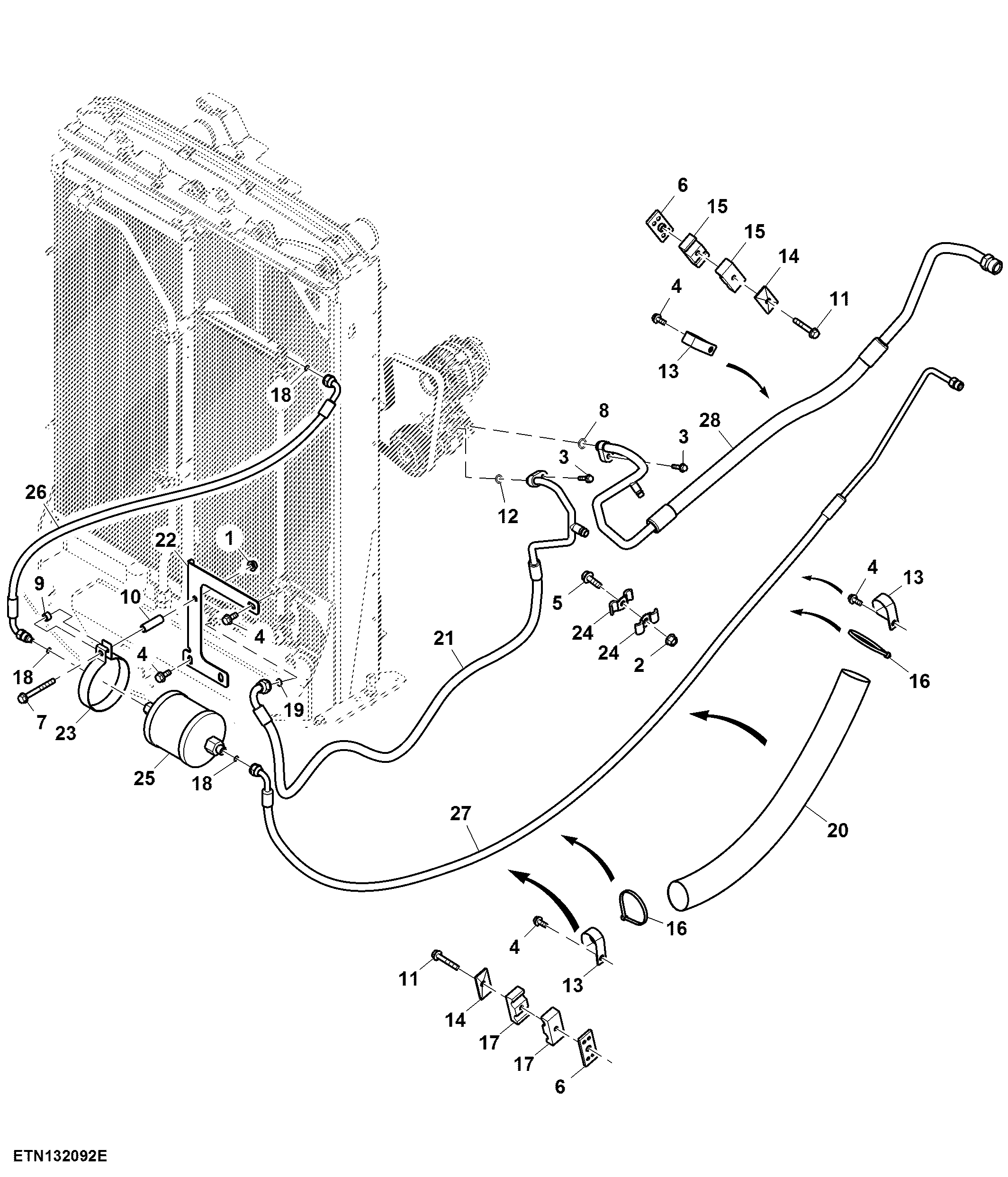 Air Conditioning Lines, Cab, 13.5 L Engine ( - 807000)
