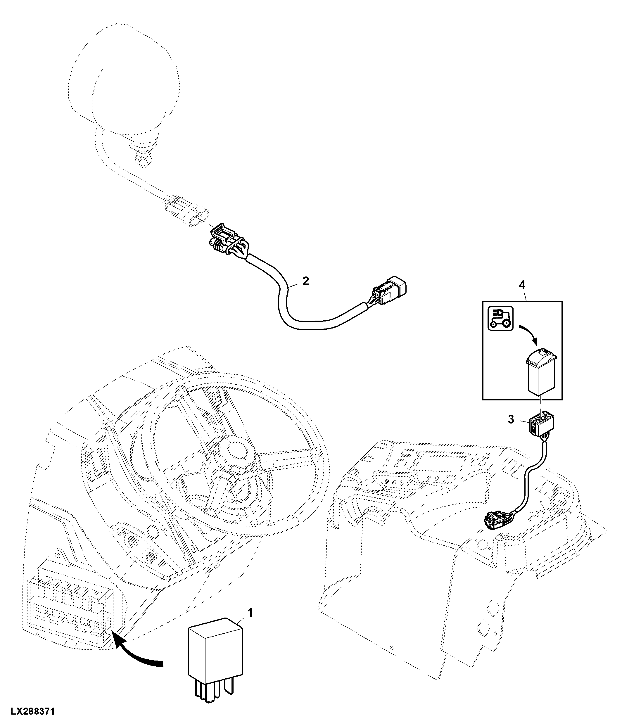 Wiring Harness, Front, Work Lights, H4