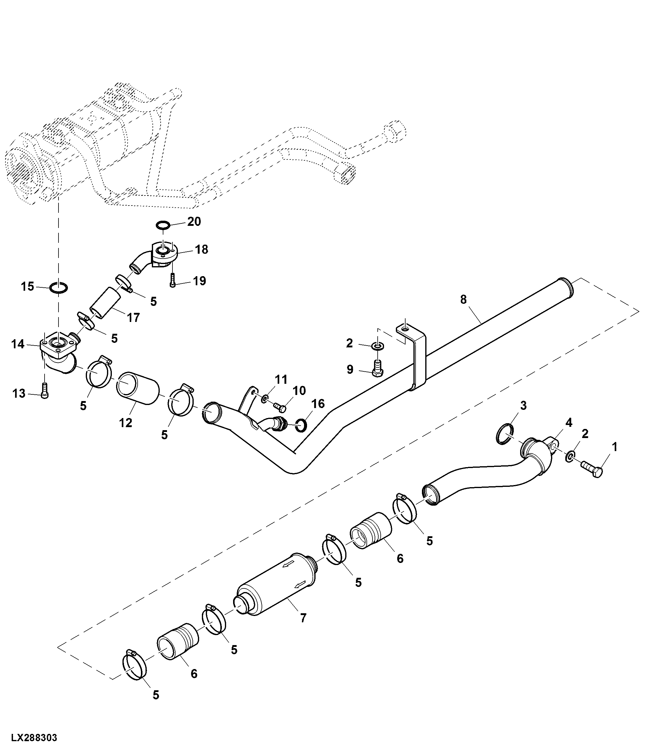 Oil Suction Line, Hydraulic Pump, 25 cm³, W/ Additional Pump